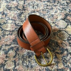Madewell Medium Perfect Leather Belt - Brown & Gold